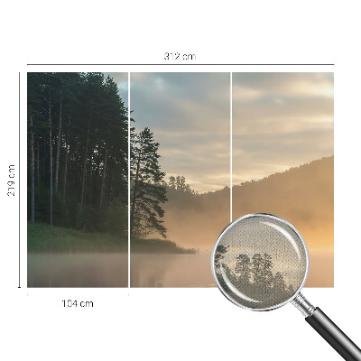 3D fototapet med motiv av en dimmig morgon