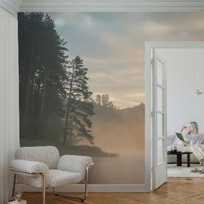 3D fototapet med motiv av en dimmig morgon