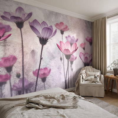 Fototapet för barn med pastellfärgade blommor