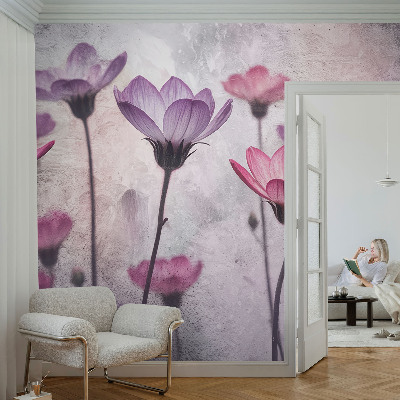 Fototapet för barn med pastellfärgade blommor