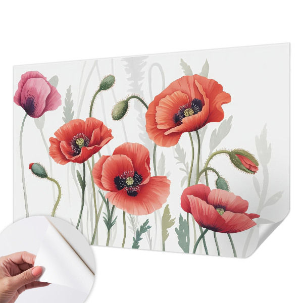 Fototapet barn Röda vallmo