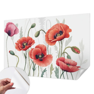 Fototapet barn Röda vallmo