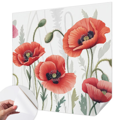 Fototapet barn Röda vallmo