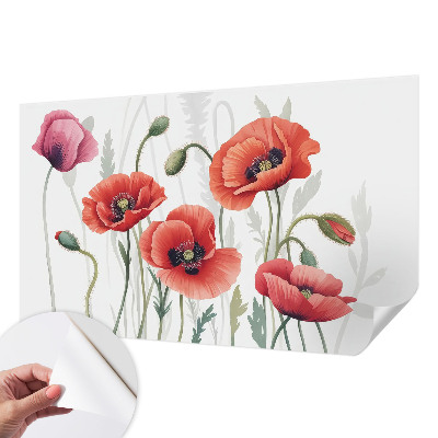 Fototapet barn Röda vallmo