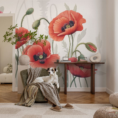 Fototapet barn med motiv av röda vallmor