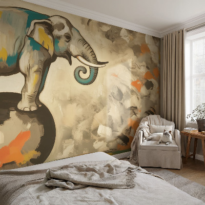 Självhäftande fototapet med en abstrakt elefantdesign