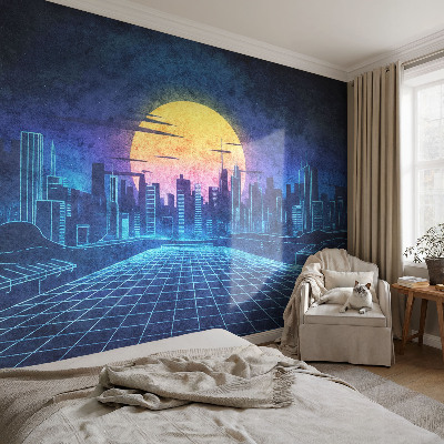 Fototapet för barn med ett futuristiskt landskap
