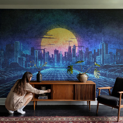 Fototapet för barn med ett futuristiskt landskap