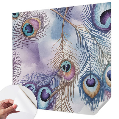 Självhäftande fotovägg Påfågelfjädrar