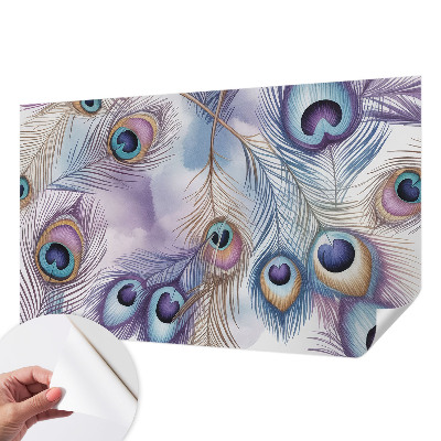 Självhäftande fotovägg Påfågelfjädrar