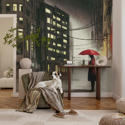 Fototapet barnrum Regnig stad