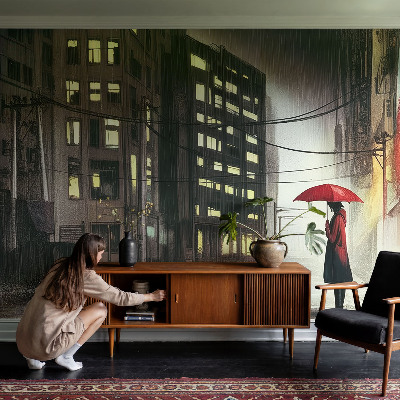 Fototapet barnrum Regnig stad