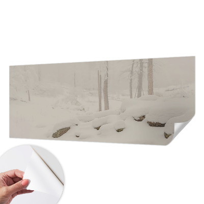 Självhäftande fotovägg med motiv av en snöig skog
