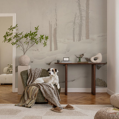 Självhäftande fotovägg Snöig skog