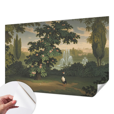 3D fototapet med motiv av en naturlig trädgård