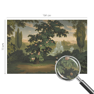 3D fototapet med motiv av en naturlig trädgård
