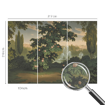 3D fototapet med motiv av en naturlig trädgård