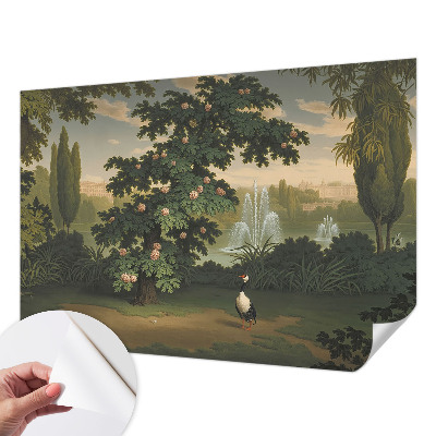 3D fototapet med motiv av en naturlig trädgård