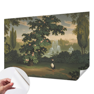 3D fototapet med motiv av en naturlig trädgård