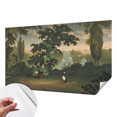 3D fototapet med motiv av en naturlig trädgård