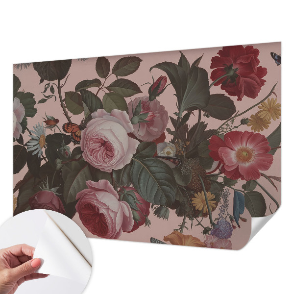 Självhäftande fotovägg med blommigt mönster