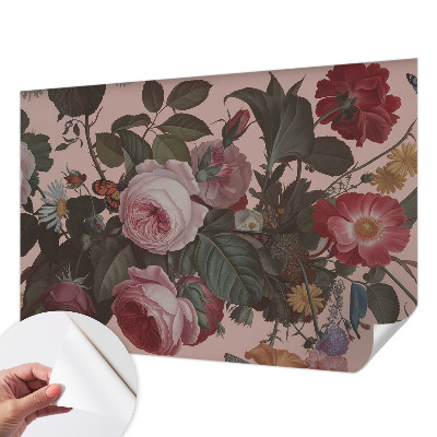 Självhäftande fotovägg med blommigt mönster