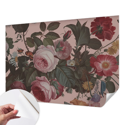 Självhäftande fotovägg med blommigt mönster