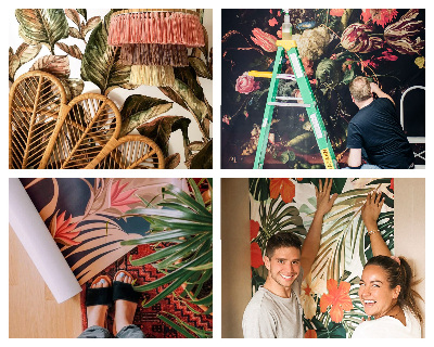 Självhäftande fotovägg med blommigt mönster