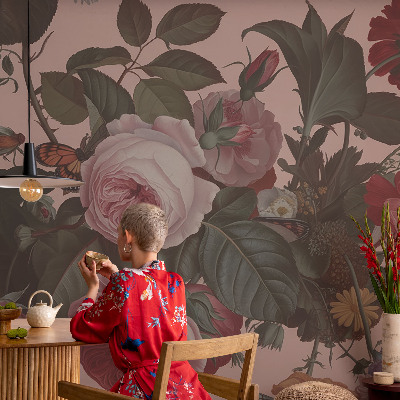 Självhäftande fotovägg med blommigt mönster