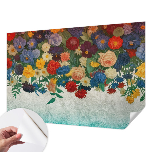 Fototapet barn med färgglada blommor