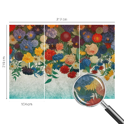 Fototapet barn med färgglada blommor