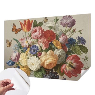 Fototapet för barn med motiv av blommor och fjärilar