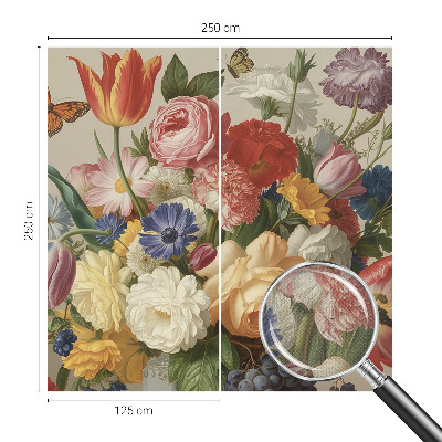 Fototapet för barn med motiv av blommor och fjärilar