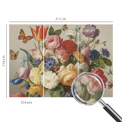 Fototapet för barn med motiv av blommor och fjärilar