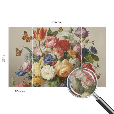 Fototapet för barn med motiv av blommor och fjärilar