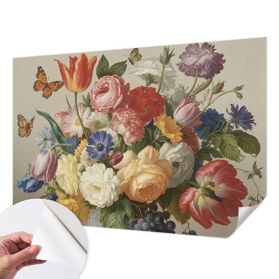 Fototapet för barn med motiv av blommor och fjärilar