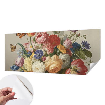 Fototapet för barn med motiv av blommor och fjärilar