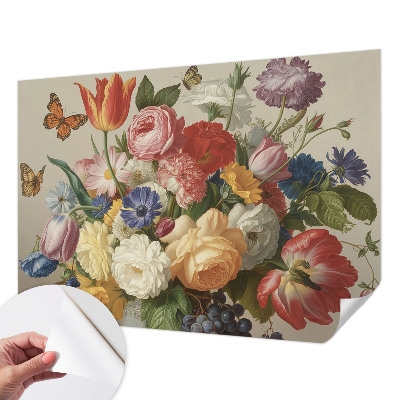 Fototapet för barn med motiv av blommor och fjärilar