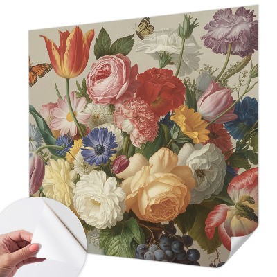 Fototapet för barn med motiv av blommor och fjärilar