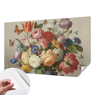 Fototapet för barn med motiv av blommor och fjärilar