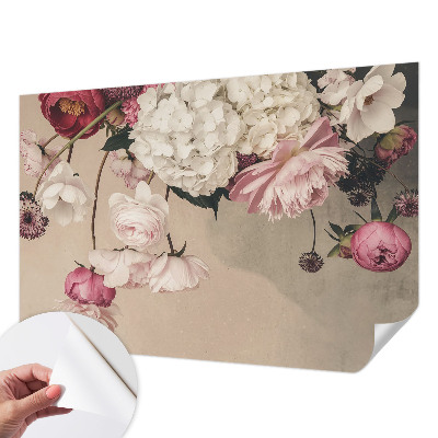 Självhäftande fototapet med romantiskt blommotiv