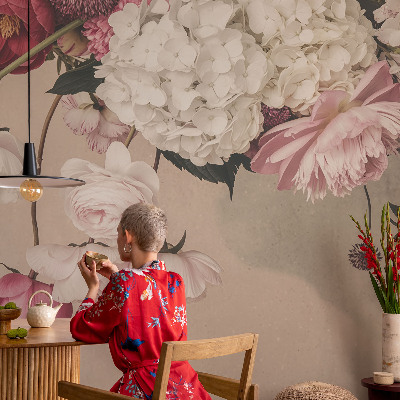 Självhäftande fototapet med romantiskt blommotiv
