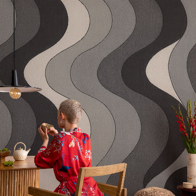 Självhäftande fotovägg Grå vågor