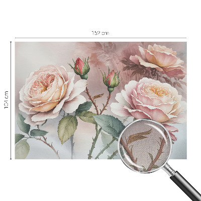 3D fototapet med motiv av pastellrosor