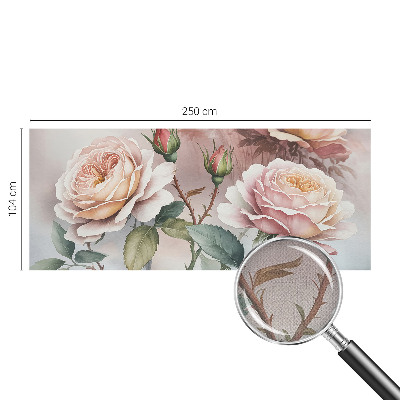 3D fototapet med motiv av pastellrosor