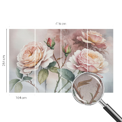 3D fototapet Pastellrosor