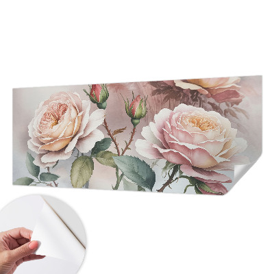 3D fototapet med motiv av pastellrosor