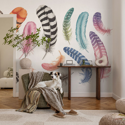 Peel and stick fototapet Pastellfärgade fjädrar