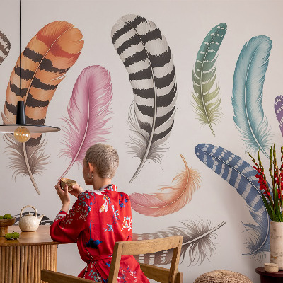 Peel and stick fototapet Pastellfärgade fjädrar