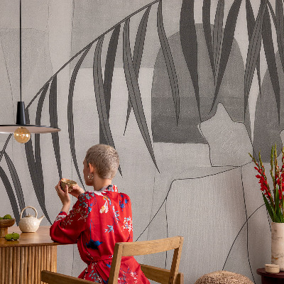 Fototapet barn med ett abstrakt motiv av palmträd